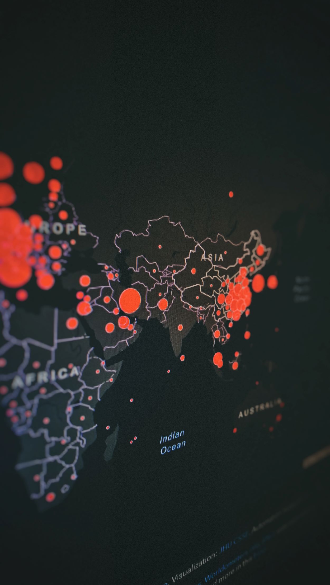 This is an image of the world map with red dots on it