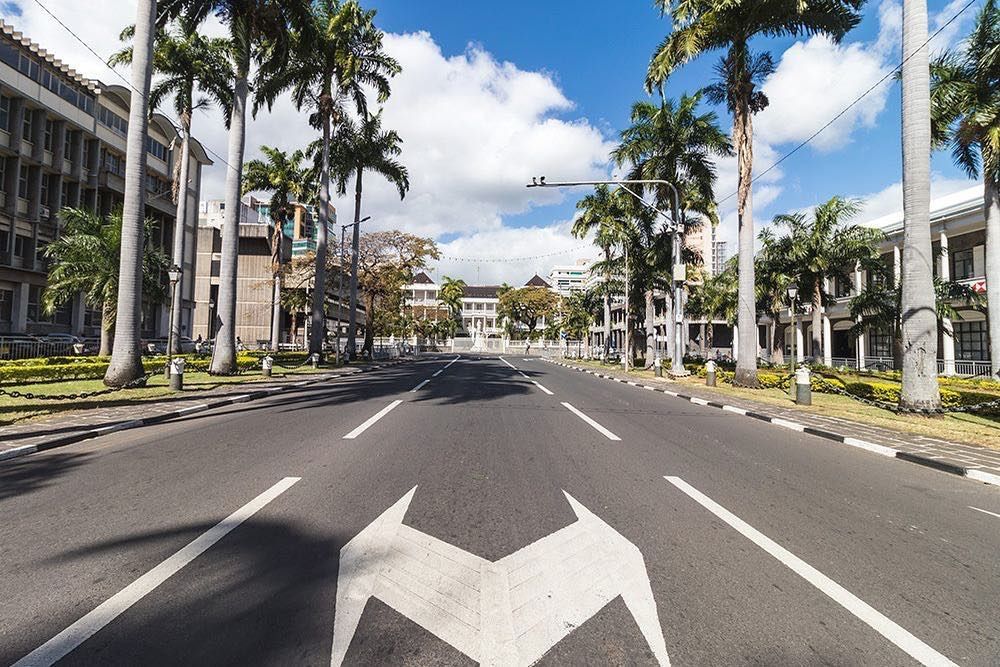 This is an image of an empty street in the Port Louis district