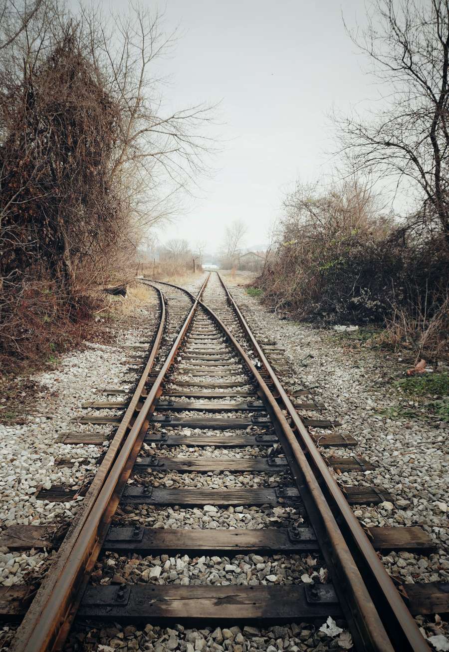This is an image of a split in the railroad track