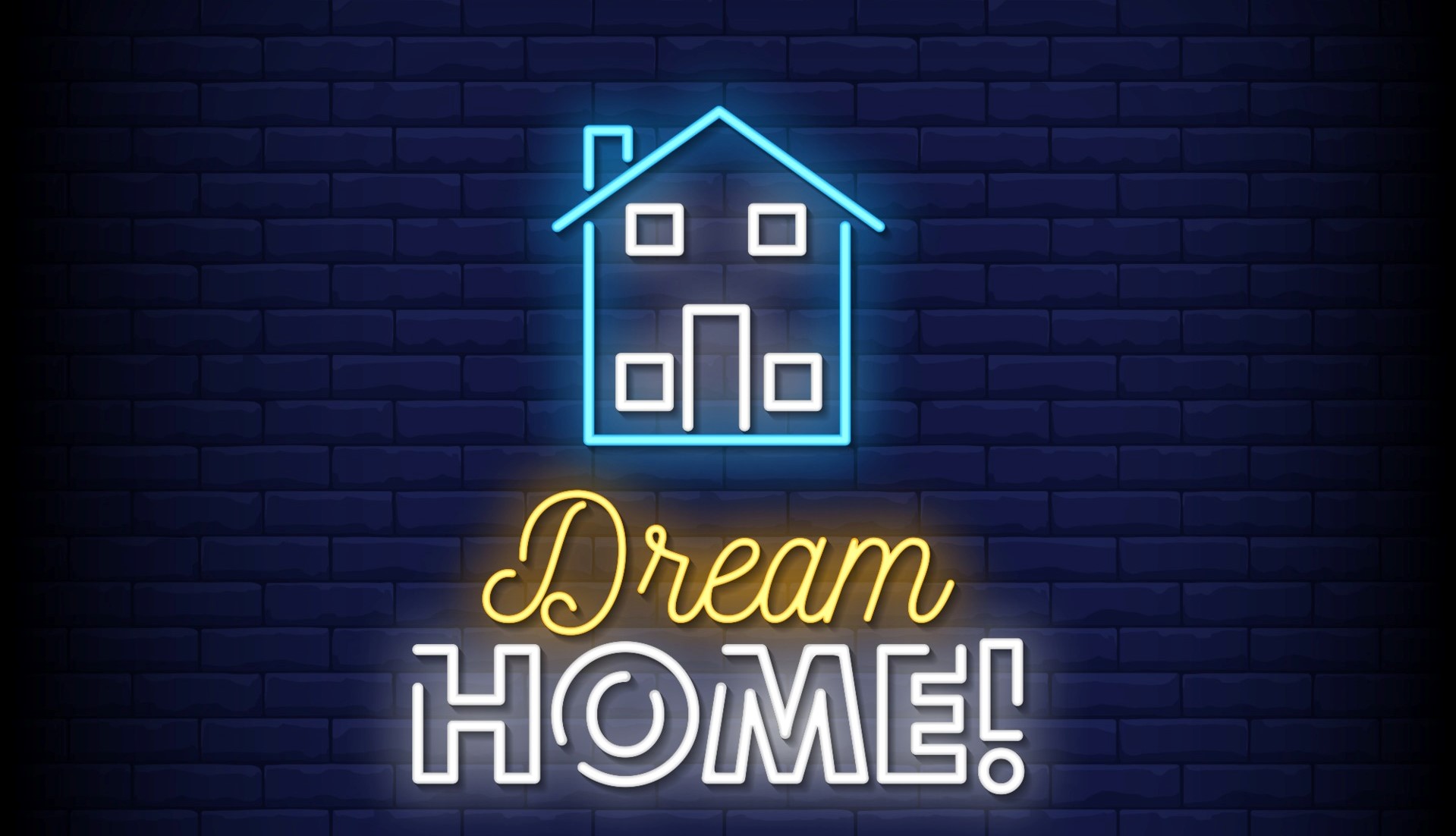 This is an image of a neon light that says Dream Home!