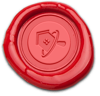 This is a picture of the Property Finder logo as a wax stamp